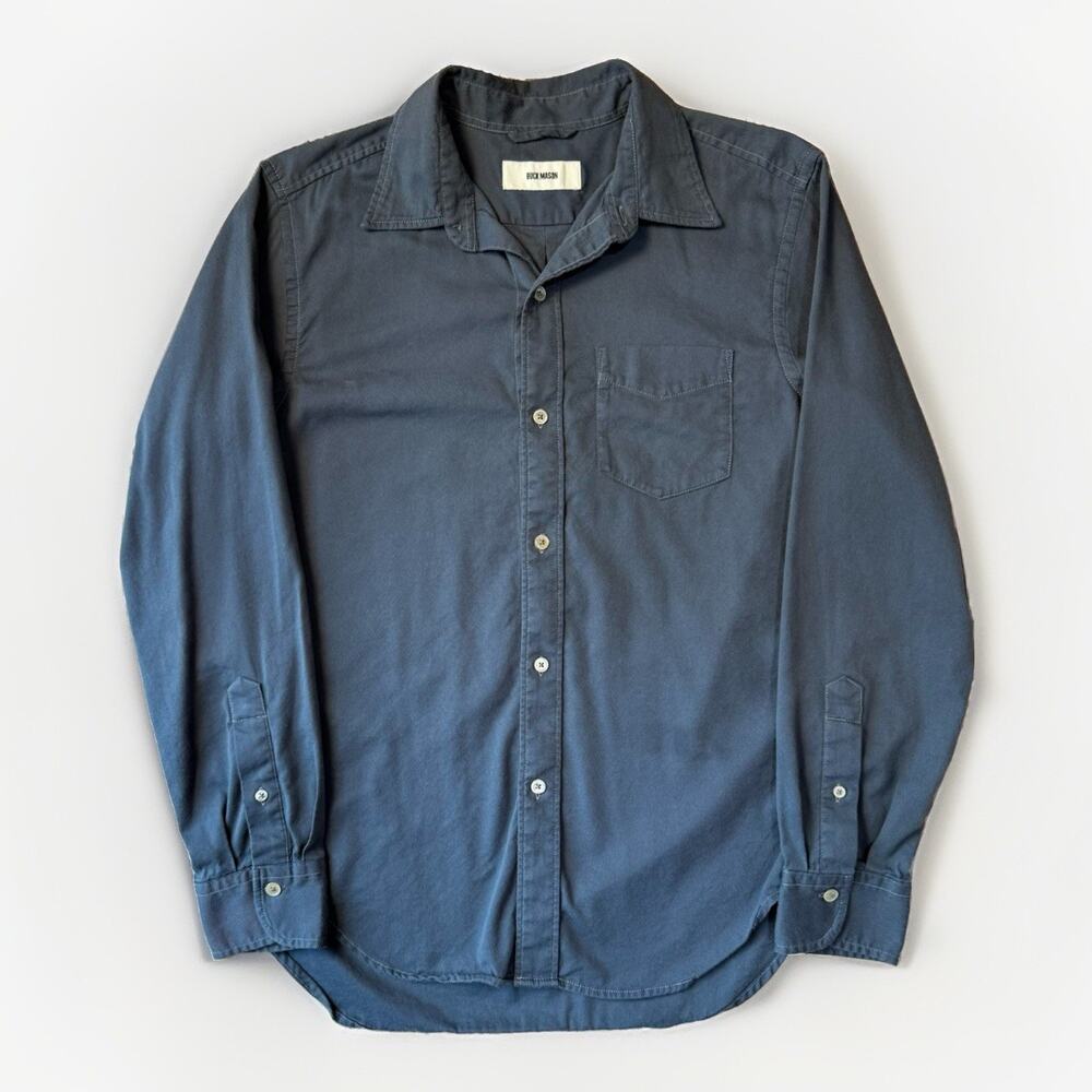 Buck Mason Draped Twill One Pocket Shirt Small Gray Minimalist New York
